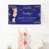 Little Prince Royal Blue Gold Crown Banner (Insitu)