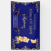 Little Prince Royal Blue Gold Crown Banner (Vertikal)