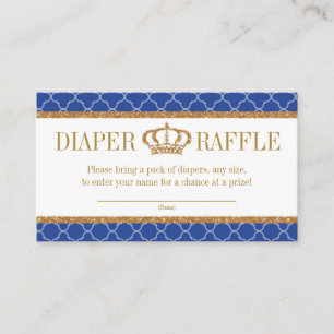 Little Prince Royal Blue & Gold Diaper Raffle Begleitkarte