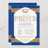 Little Prince Royal Blue Gold Geburtstag oder Dusc Einladung (Vorne/Hinten)