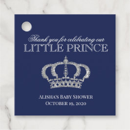Little Prince Royal Blue Silver Dusche Danke Geschenkanhänger