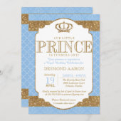 Little Prince Royal Light Blue Gold Geburtstag Einladung (Vorne/Hinten)