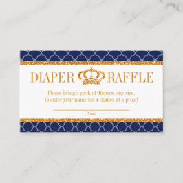 Little Prince Royal Navy Blue & Gold Diaper Raffle Begleitkarte