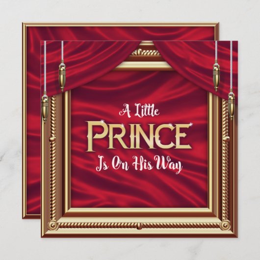 Little Prince Royal Red Boy Baby Einladung (Vorne/Hinten)