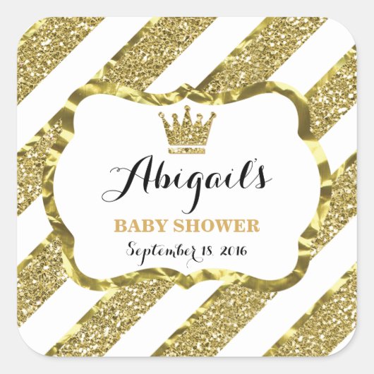 Little Prince Sticker, Imitate Gold Glitzer & Foil Quadratischer Aufkleber (Vorderseite)