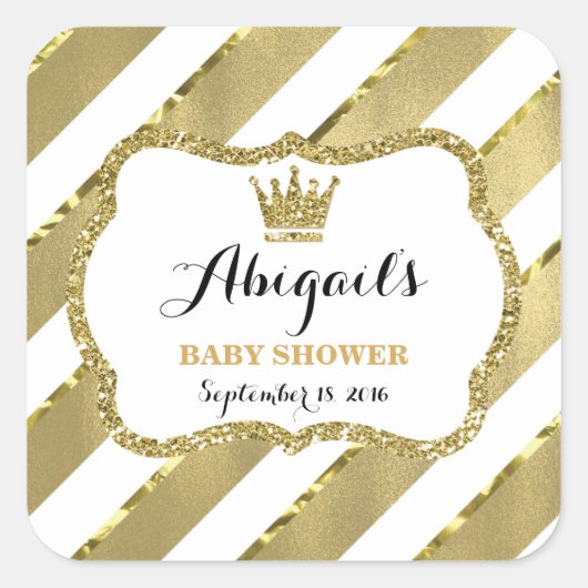 Little Prince Sticker, Imitate Gold Glitzer & Foil Quadratischer Aufkleber (Vorderseite)