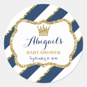 Little Prince Sticker, Navy Blue, Imitate Glitzer Runder Aufkleber