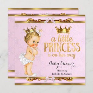 Little Princess Baby Dusche Pink Gold Blonde Girl Einladung