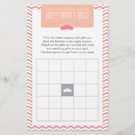 Little Princess Baby Shower Bingo Game Card Briefpapier