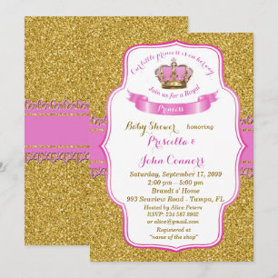 Little Princess Baby Shower Einladung, Gold, Rosa Einladung