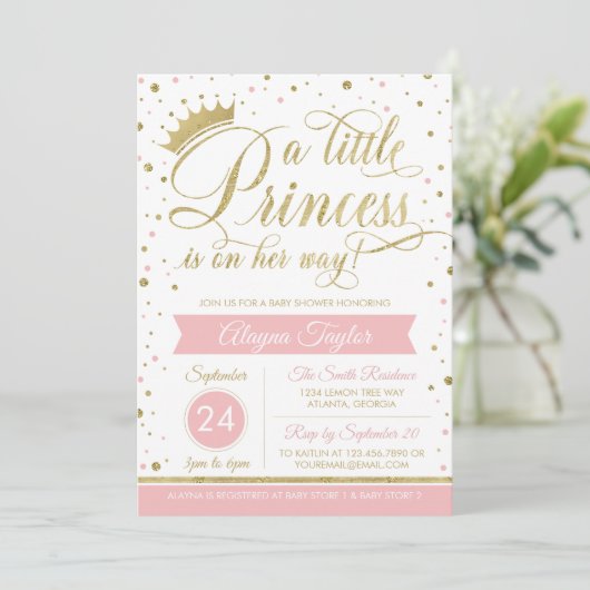 Little Princess Baby Shower Einladung, Imitate Gli Einladung (Stehend Vorderseite)