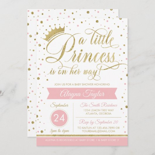 Little Princess Baby Shower Einladung, Imitate Gli Einladung (Vorne/Hinten)