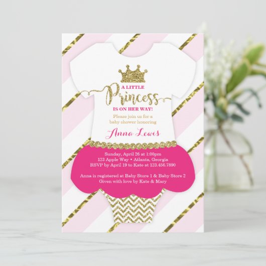 Little Princess Baby Shower Einladung, Imitate Gli Einladung (Stehend Vorderseite)