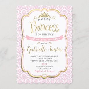 Little Princess Baby Shower Einladungen Girl Pink