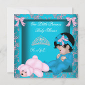 Little Princess Baby Shower Girl Aquamarin Blue Pi Einladung (Vorderseite)