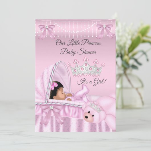 Little Princess Baby Shower Girl pink Ethnic Einladung (Stehend Vorderseite)