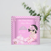 Little Princess Baby Shower Girl Pink Polka Dot 2 Einladung (Stehend Vorderseite)