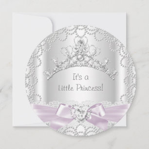 Little Princess Baby Shower Girl Pink White Pearl Einladung
