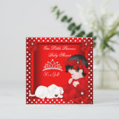 Little Princess Baby Shower Girl Red White Einladung (Stehend Vorderseite)
