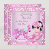 Little Princess Baby Shower Girl Rocking Horse 5 Einladung (Vorne/Hinten)
