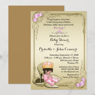 Little Princess Baby Shower Invitation, Gold Einladung