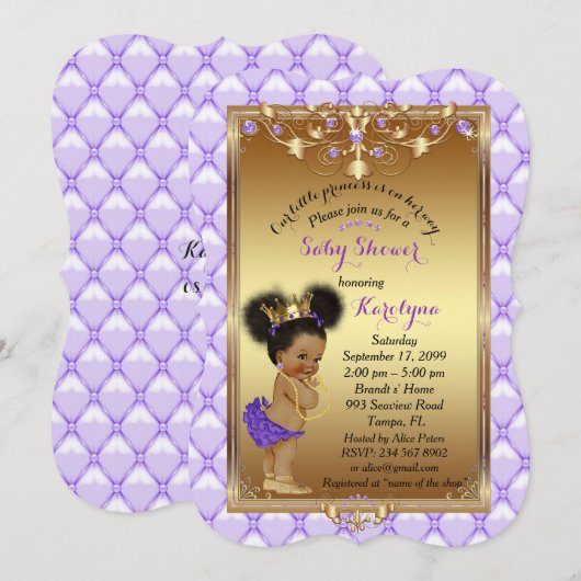 Little Princess, Baby Shower Invitation, Karo Einladung (Vorne/Hinten)