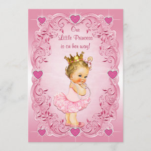 Little Princess Ballerina Liebe Herz Babydusche Einladung