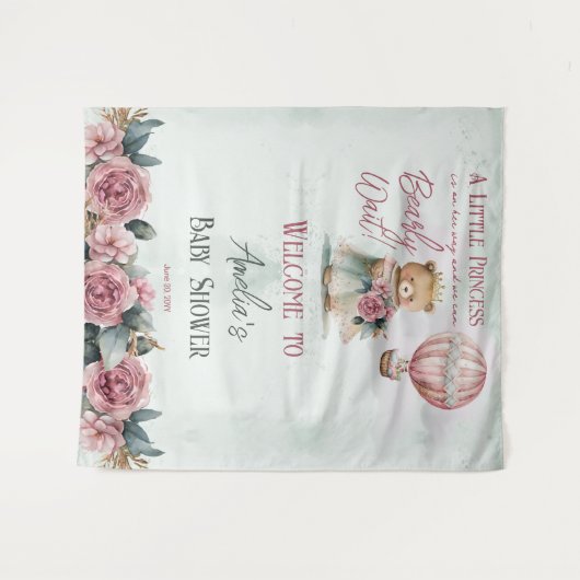 Little Princess Bear Bearly Wait Girl Baby Shower Wandteppich (Vorderseite (Horizontal))