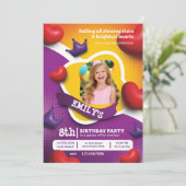 Little Princess Birthday Invite – Fairytale Crown Einladung (Stehend Vorderseite)