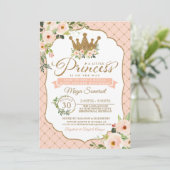 Little Princess Blush Bloral Royal Baby Dusche Einladung (Stehend Vorderseite)