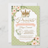 Little Princess Blush Mint Gold Royal Baby Dusche Einladung (Vorderseite)