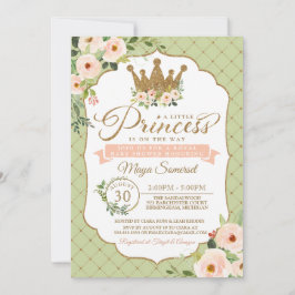 Little Princess Blush Mint Gold Royal Baby Dusche Einladung