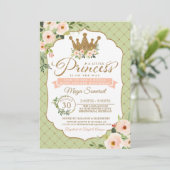 Little Princess Blush Mint Gold Royal Baby Dusche Einladung (Stehend Vorderseite)