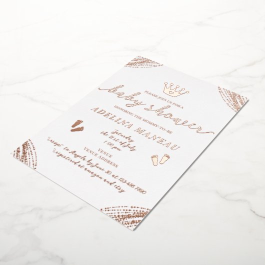 Little Princess Crown Floral Girl Boy Babydusche Folieneinladung (Gedreht)