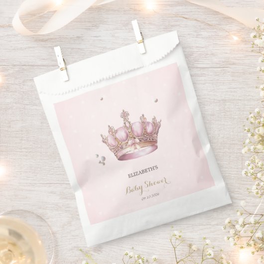 Little Princess Crown Pearls Dots Baby Shower Geschenktütchen (Ausgeschnitten)