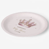 Little Princess Crown Pearls Dots Baby Shower Pappteller (Schrägansicht)