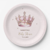 Little Princess Crown Pearls Dots Baby Shower Pappteller (Vorderseite)