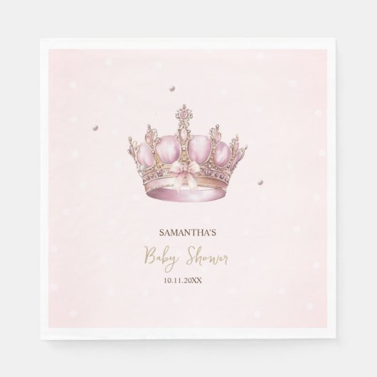 Little Princess Crown Pearls Dots Baby Shower Serviette (Vorderseite)