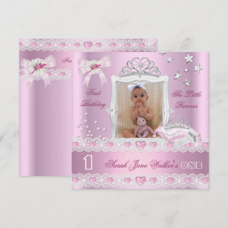 Little Princess First Birthday Party Foto Einladung