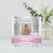 Little Princess First Birthday Party Foto Einladung (Stehend Vorderseite)