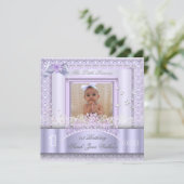 Little Princess First Birthday Party Foto Lilac 2 Einladung (Stehend Vorderseite)