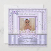 Little Princess First Birthday Party Foto Lilac 2 Einladung (Vorderseite)
