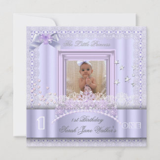 Little Princess First Birthday Party Foto Lilac Einladung