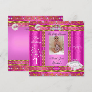 Little Princess First Birthday Party Foto Pink Einladung