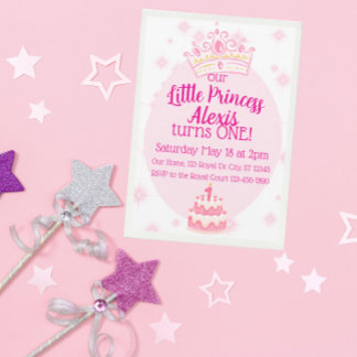 Little Princess First Birthday, Pink Crown Einladung