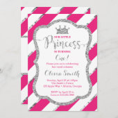 Little Princess Geburtstagseinladung Pink Silver Einladung (Vorne/Hinten)