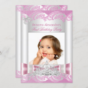 Little Princess Girl First Birthday Party Foto Einladung