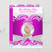 Little Princess Girl First Birthday Party Foto Einladung (Vorne/Hinten)