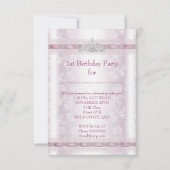 Little Princess Girl First Birthday Party Foto Einladung (Rückseite)