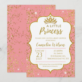 Little Princess Gold Crown Pink Baby Dusche Invita Einladung